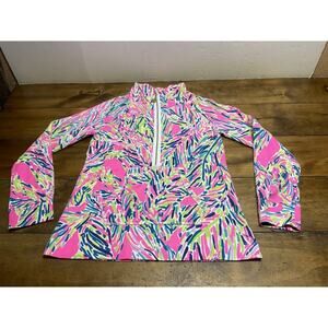 Lilly Pulitzer Skipper Popover Palm Reader Half Zip Small Sweatshirt Medium